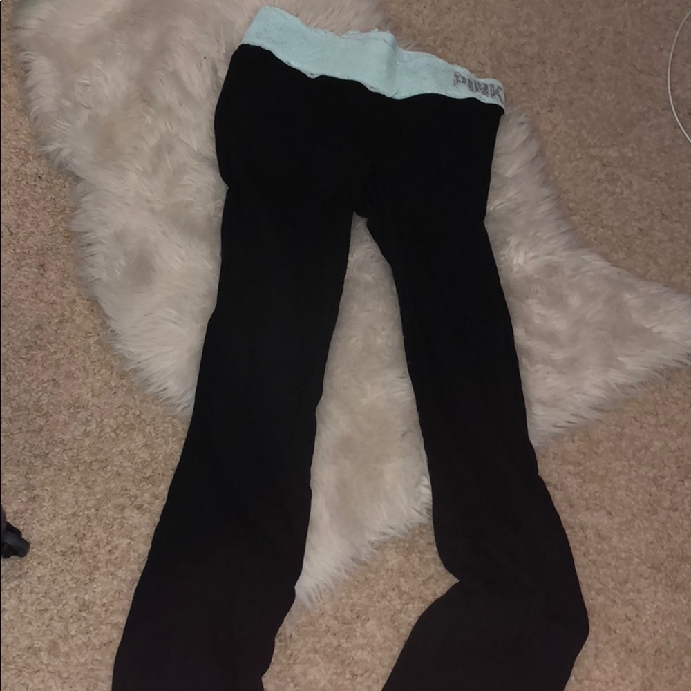 Pink lacy yoga pants